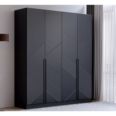 Шкаф прямой четырёхстворчатый для одежды «Стронг», с доводчиками, 2000×536×2200 мм, цвет графит/графит софт