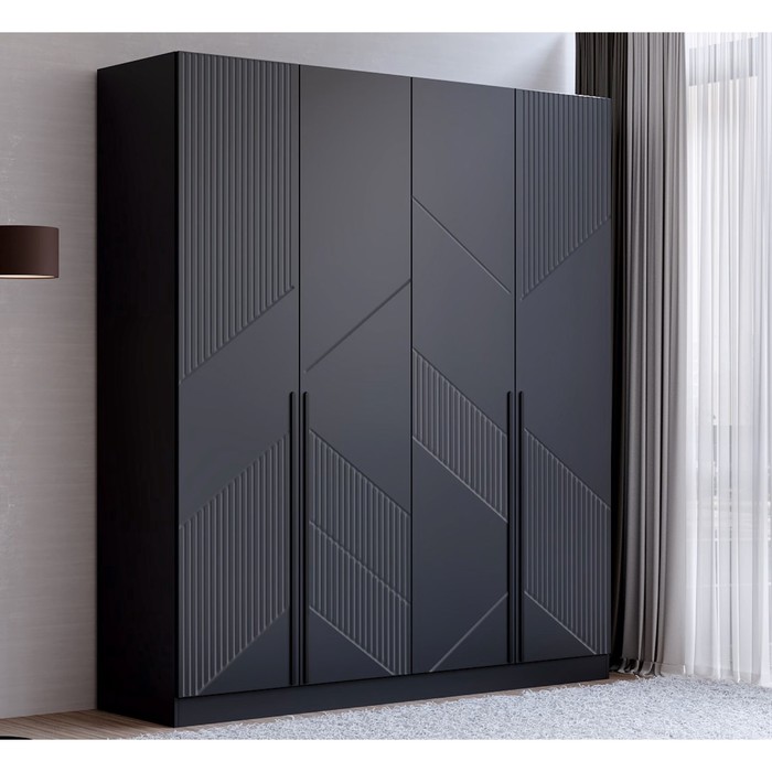 Шкаф прямой четырёхстворчатый для одежды «Стронг», с доводчиками, 2000×536×2200 мм, цвет графит/графит софт - Фото 1