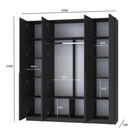 Шкаф прямой четырёхстворчатый для одежды «Стронг», с доводчиками, 2000×536×2200 мм, цвет графит/графит софт - Фото 2