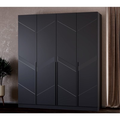 Шкаф прямой четырёхстворчатый для одежды «Стронг», с доводчиками, 2000×536×2200 мм, цвет графит/графит софт