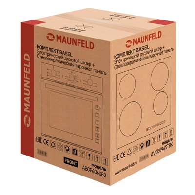 Комплект MAUNFELD Basel, духовой шкаф AEOF6060B2, варочная поверхность AVCE594STBK