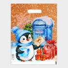 Пакет подарочный новогодний «Пингвинёнок почтальон», полиэтиленовый с вырубной ручкой, 30×40 см - Фото 2