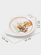 Подставка под чайный пакетик новогодняя Доляна «Московский мишка», керамика, 12×9.5 см, белая - Фото 2