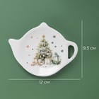 Подставка под чайный пакетик новогодняя Доляна «Приближение чуда», доломит, 12×9.5 см, белая - Фото 2