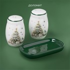 Набор для специй новогодний Доляна «Приближение чуда», 3 предмета: солонка 80 мл, перечница 80 мл, подставка, доломит, белый - Фото 3