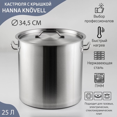 УЦЕНКА Кастрюля из нержавеющей стали, 25 л, HoReCa, толщина 0.8 мм, 201 сталь, без крышки