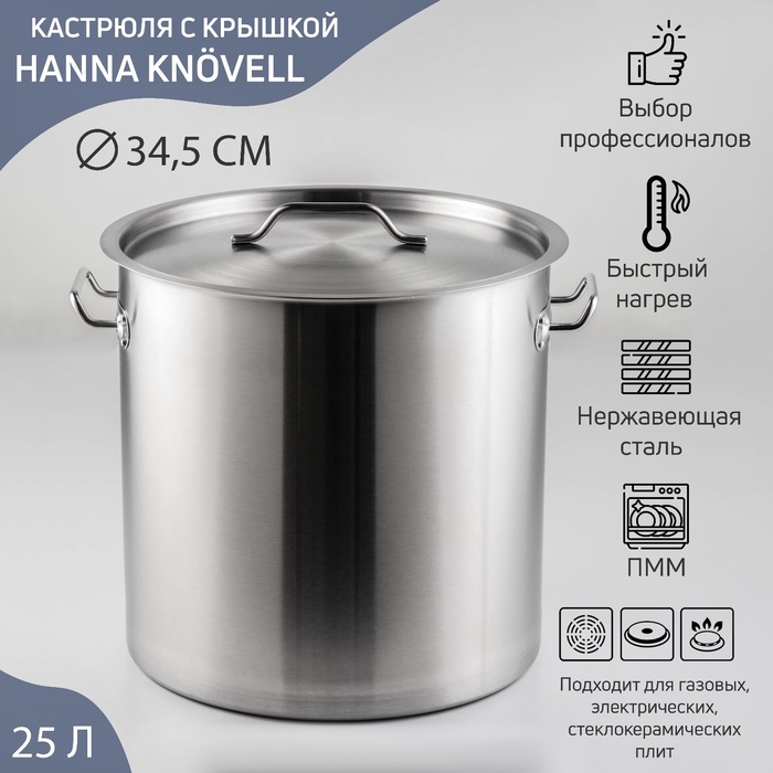 УЦЕНКА Кастрюля из нержавеющей стали, 25 л, HoReCa, толщина 0.8 мм, 201 сталь, без крышки - Фото 1