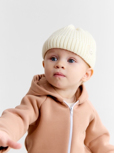 Шапка детская «Крошка Я», размер 44-46 см, молочная