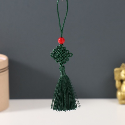 Подвеска текстиль, пластик «Узел счастья и бесконечности», тёмно-зелёная, 8.5 см