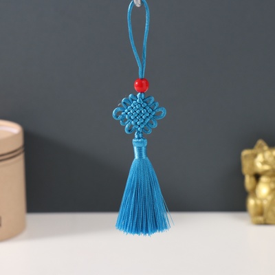 Подвеска текстиль, пластик «Узел счастья и бесконечности», голубая, 8.5 см