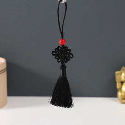 Подвеска текстиль, пластик «Узел счастья и бесконечности», чёрная, 8.5 см