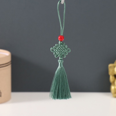 Подвеска текстиль, пластик «Узел счастья и бесконечности», лагуна, 8.5 см