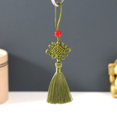 Подвеска текстиль, пластик «Узел счастья и бесконечности», оливковая, 8.5 см