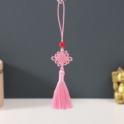 Подвеска текстиль, пластик «Узел счастья и бесконечности», розовая, 8.5 см