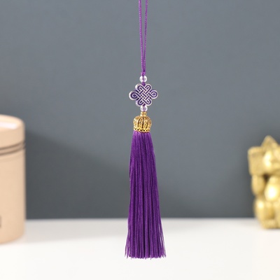 Подвеска текстиль, пластик «Узел счастья и бесконечности», фиолетовая, 0.7×1×9.5 см
