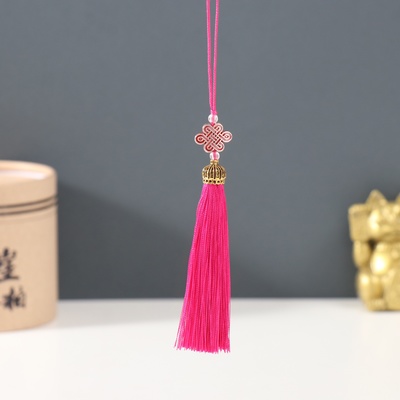 Подвеска текстиль, пластик «Узел счастья и бесконечности», фуксия, 0.7×1×9.5 см