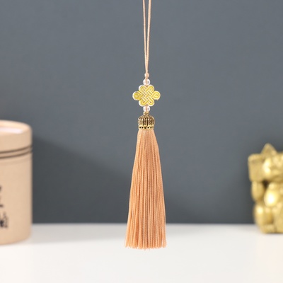 Подвеска текстиль, пластик «Узел счастья и бесконечности», капучино, 0.7×1×9.5 см