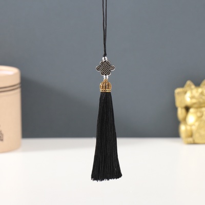 Подвеска текстиль, пластик «Узел счастья и бесконечности», тёмный шоколад, 0.7×1×9.5 см