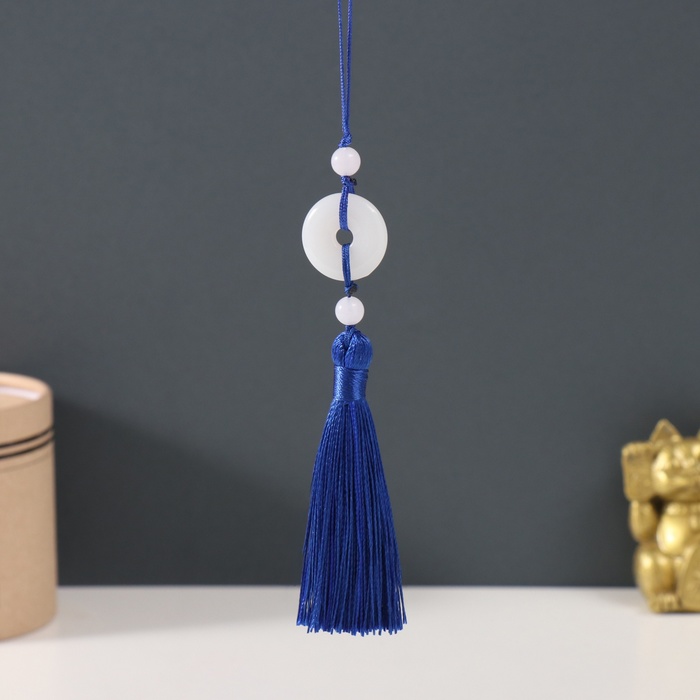 Подвеска текстиль, пластик «Нефритовый кулон», синяя, 1×2.5×12.5 см