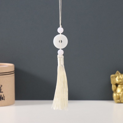 Подвеска текстиль, пластик «Нефритовый кулон», слоновая кость, 1×2.5×12.5 см