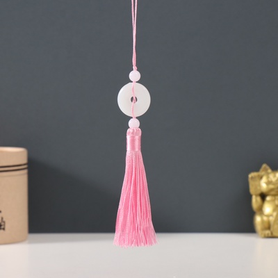 Подвеска текстиль, пластик «Нефритовый кулон», розовая, 1×2.5×12.5 см