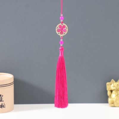 Подвеска текстиль, металл «Цветок в оправе», фуксия, 1×3×19.5 см