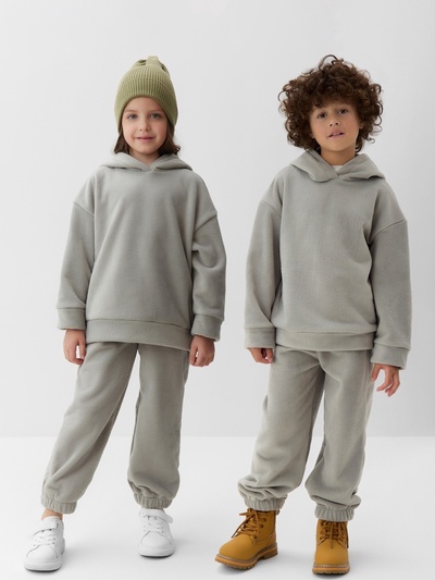 Костюм флисовый (худи и брюки) детский MINAKU: Fleece Soft, графит, рост 122 см
