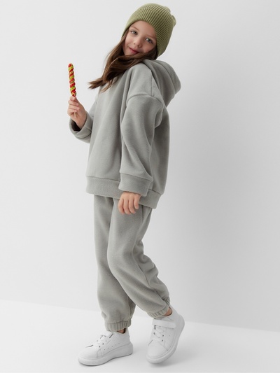 Костюм флисовый (худи и брюки) детский MINAKU: Fleece Soft, графит, рост 122 см