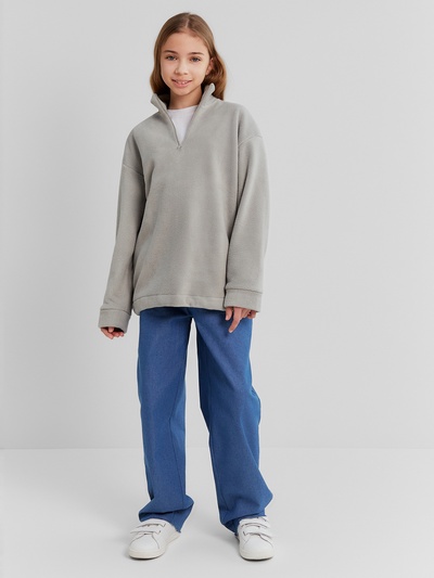 Свитшот флисовый детский MINAKU: Fleece Soft, серые, рост 152 см