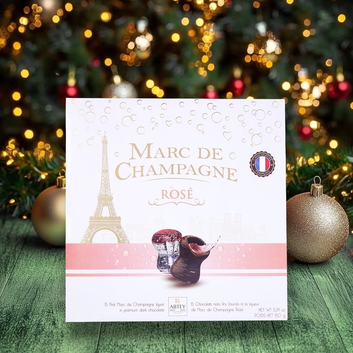 Шоколад фигурный MOMENTS CHAMPAGNE ROSE, с начинкой из ликёра Marc de Champagne Rosé, 10 г, Новый год