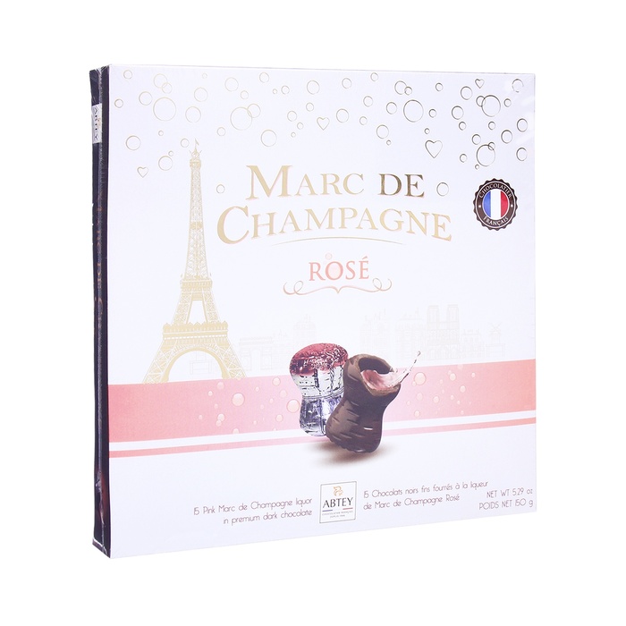 Новый год. Шоколад фигурный MOMENTS CHAMPAGNE ROSE, с начинкой из ликёра Marc de Champagne Rosé, 10 г