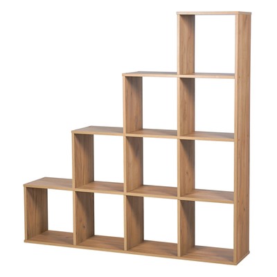 Стеллаж каскадный для хранения Polini Home Smart, 10 секций, 1376×290×1420 мм, цвет дуб крафт золотой