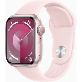 Смарт-часы Apple Watch Series 9 A2978 41мм OLED корп.розовый Sport Band рем.светло-розовый   1075685