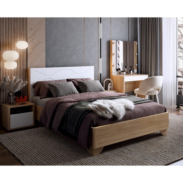 Спальный гарнитур Зара К4, 207 х 275 х 155, дуб сонома/белый - Фото 1