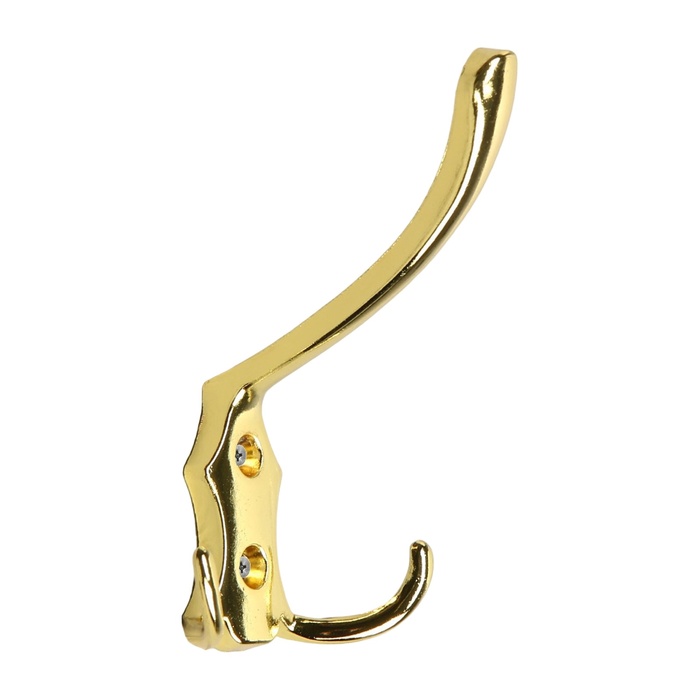Крючок мебельный ТУНДРА TKT004, трехрожковый, золото, 4 шт. TMP
