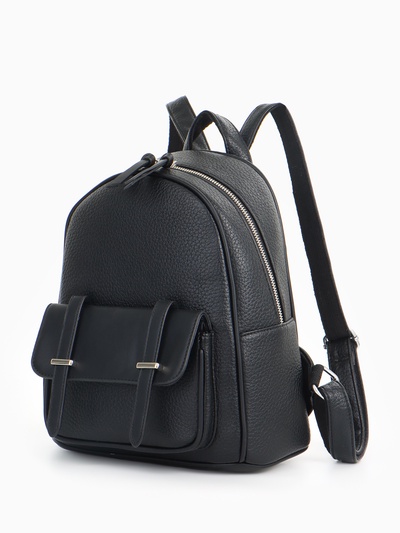 Рюкзак-мини женский на молнии, с карманом, размер 23×14×24 см, чёрный