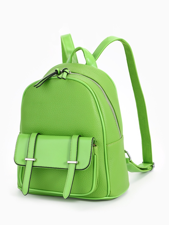 Рюкзак-мини женский на молнии, с карманом, размер 23×14×24 см, зелёный - Фото 1