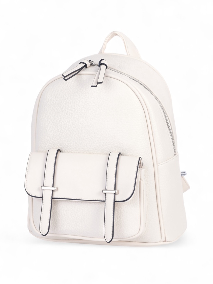 Рюкзак-мини женский на молнии, с карманом, размер 23×14×24 см, молочный - Фото 1