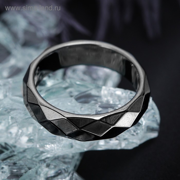 Кольцо «Гематит» граненый 5 мм, размер МИКС (17-21) - Фото 1