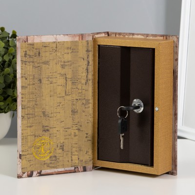 Сейф-книга дерево, кожзам "Стул с цыплятами на книгах" 21х13х5 см