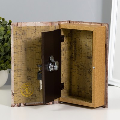 Сейф-книга дерево, кожзам "Стул с цыплятами на книгах" 21х13х5 см