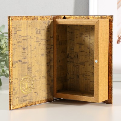 Шкатулка-книга «Время летит незаметно», дерево, искусственная кожа, тиснение, 16.5×11.2×5 см