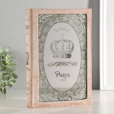 Шкатулка книга - сейф «Корона Франции», дерево, искусственная кожа, зеркало, 24×16×5 см