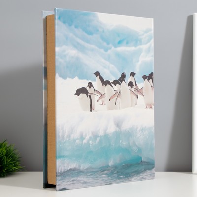Шкатулка-книга «Пингвины», дерево, искусственная кожа, 28.5×22×4 см