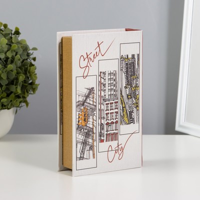 Шкатулка книга - сейф «Городские улицы», дерево, искусственная кожа, 21×13×5 см