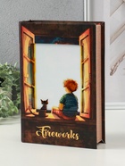 Шкатулка - книга световая «Малыш и кот наблюдают за салютом», 28×19×6 см - Фото 3