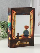 Шкатулка - книга световая «Малыш и кот наблюдают за салютом», 28×19×6 см - Фото 3