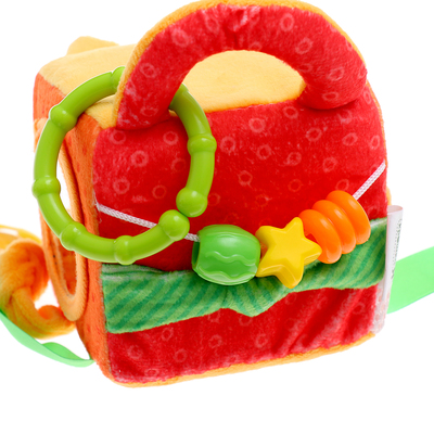 Развивающая игрушка «Кубик: Котик», с прорезывателем для зубов, шуршит и звенит