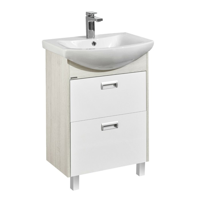 Тумба Aquaton Бекка PRO под раковину Смайл 60, цвет белый, дуб сомерсет