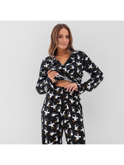 Пижама женская (рубашка, брюки) KAFTAN Gussi, размер 48-50, чёрная